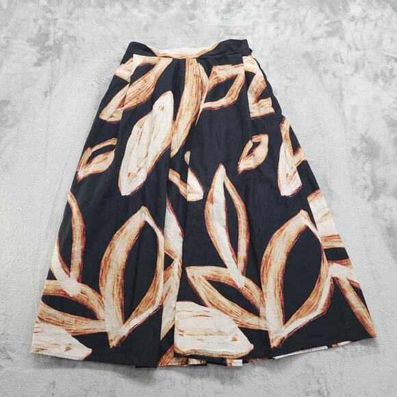 Dkny Dresses & Skirts - DKNY Skirt Womens S Black Abstract Brush Strokes Midi A-Line Pleated Side Zip